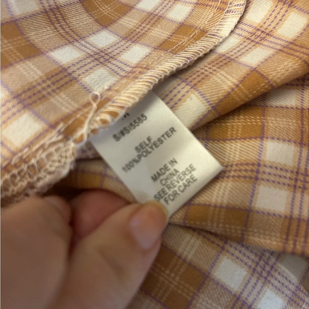 Papaya Plaid Pleated Women's Skirt - Brown and White Sz Med
